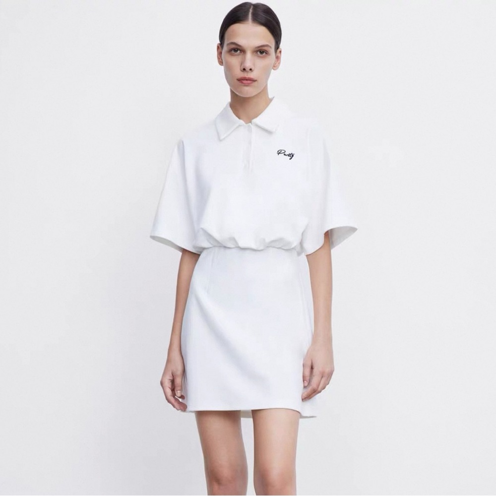 Urban Revivo White Mini Dress - Tennis/Sports Skirt short sleeve